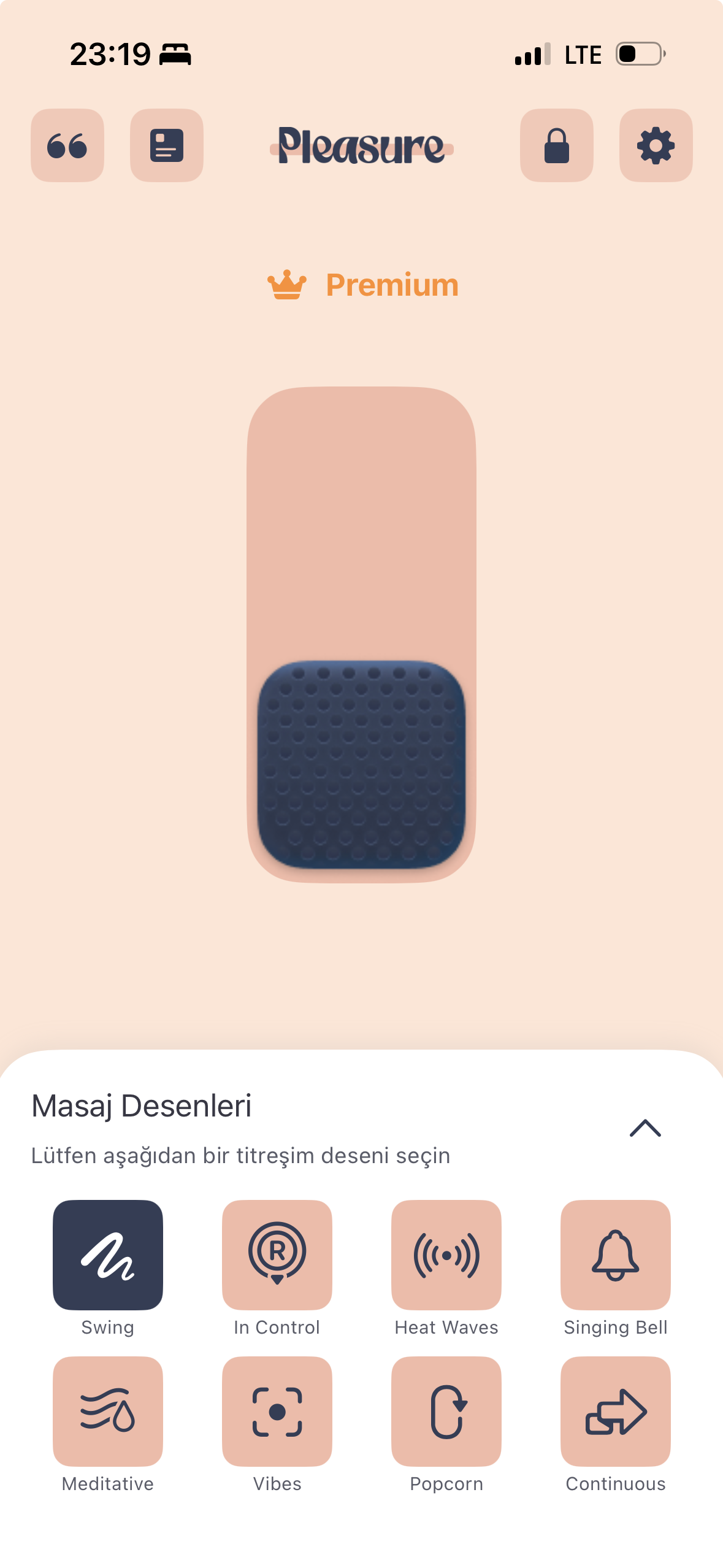 Pleasure app screen